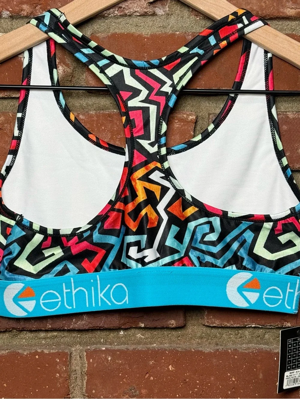 ETHIKA Sports Bra Size Medium The S bra Racerback - New w/Tags multi color